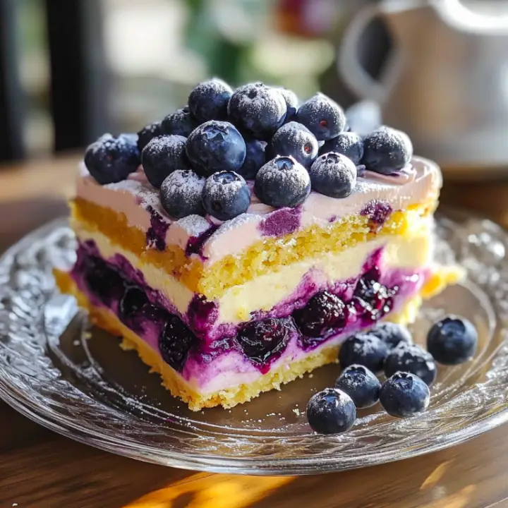 Lemon Blueberry Shortbread Mousse Cake