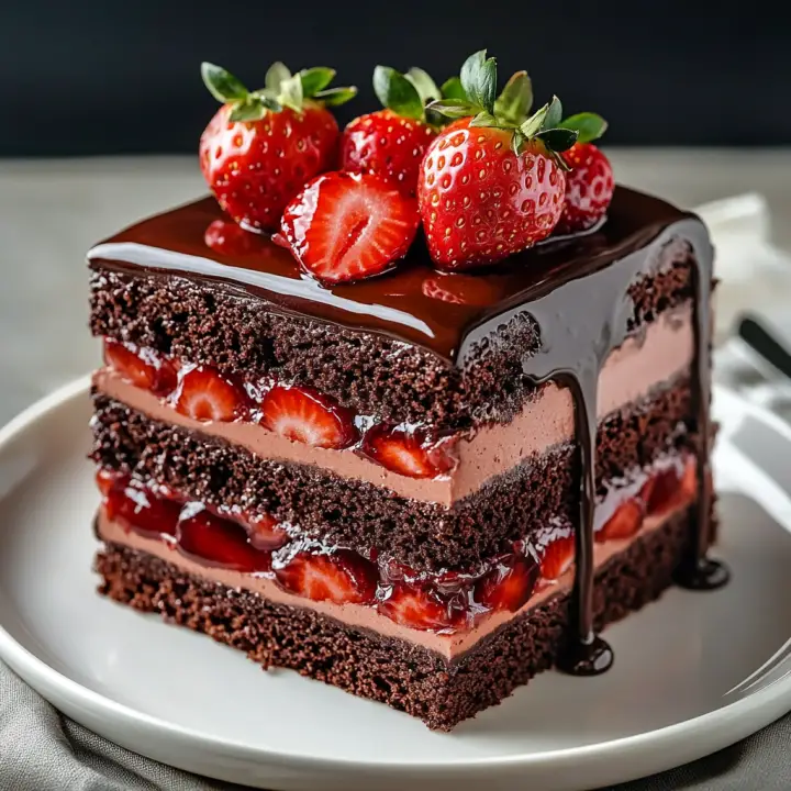 Chocolate Cake with Fresh Strawberry Filling